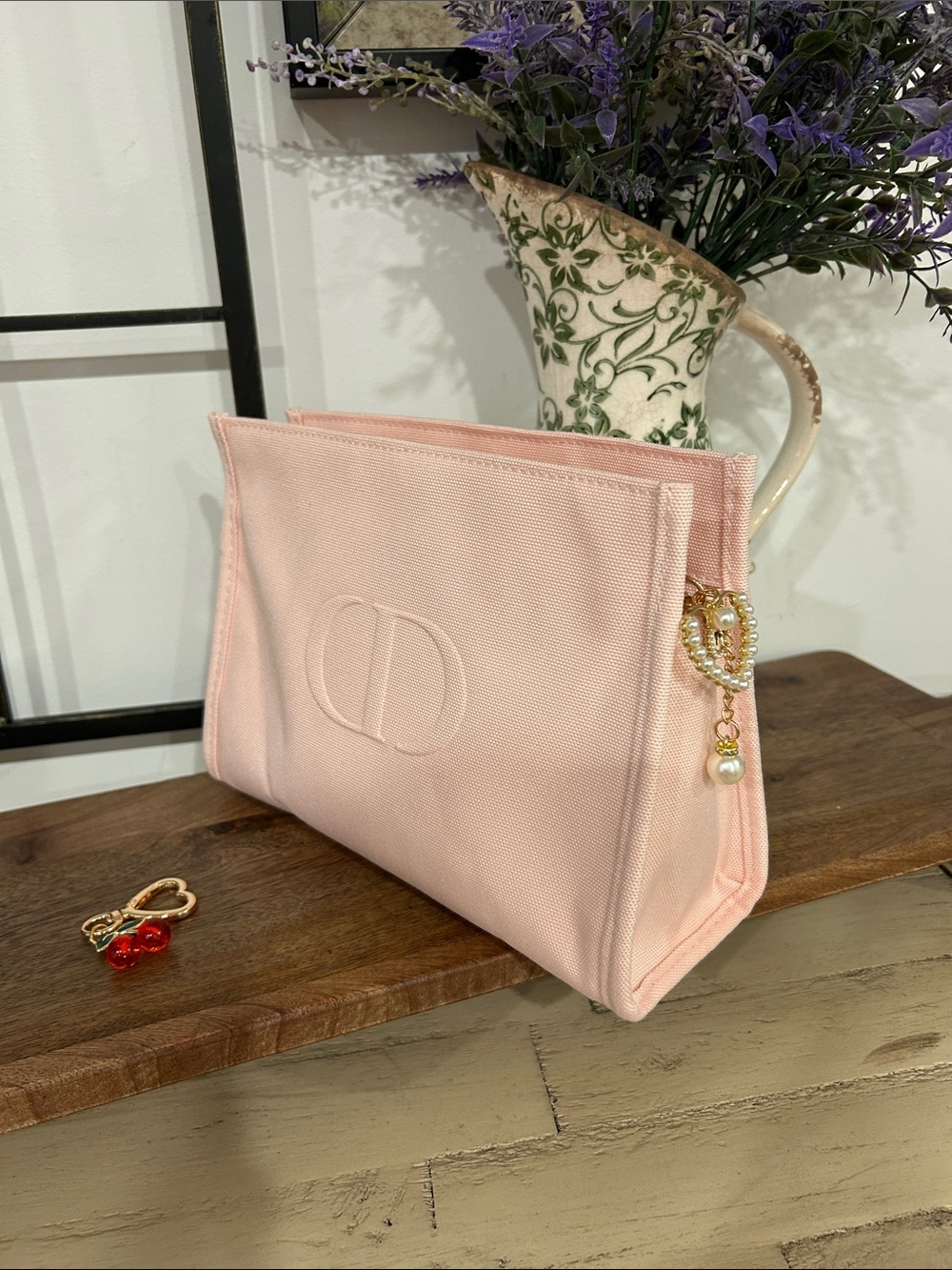 Dior Light Pink Embossed Logo Clutch with Gold Charm - Picture 5 of 5